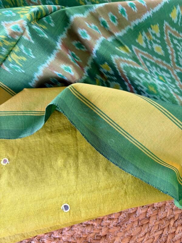 MUL CHANDERI TOP AND IKAT SILK COTTON DUPATTA - Image 5