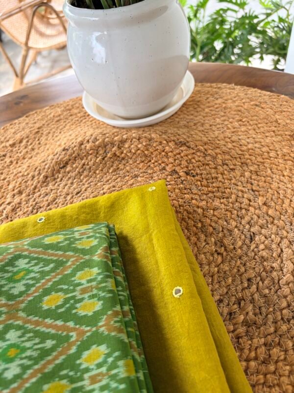 MUL CHANDERI TOP AND IKAT SILK COTTON DUPATTA - Image 6