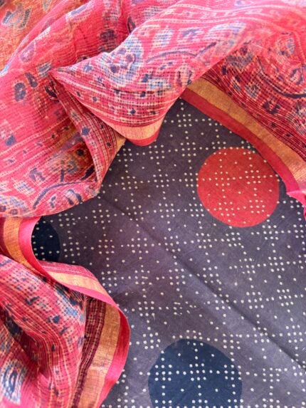 MUL CHANDERI AJRAK TOP AND AJRAK KOTA COTTON DUPATTA