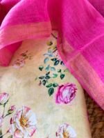 PRINTED CHANDERI SILK COTTON TOP AND LINEN DUPATTA - Image 5