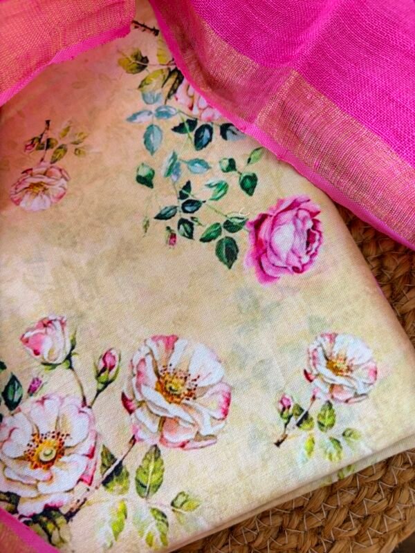 PRINTED CHANDERI SILK COTTON TOP AND LINEN DUPATTA - Image 6