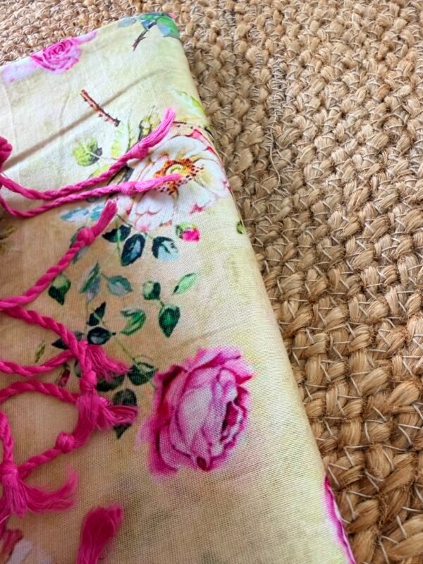 PRINTED CHANDERI SILK COTTON TOP AND LINEN DUPATTA - Image 2