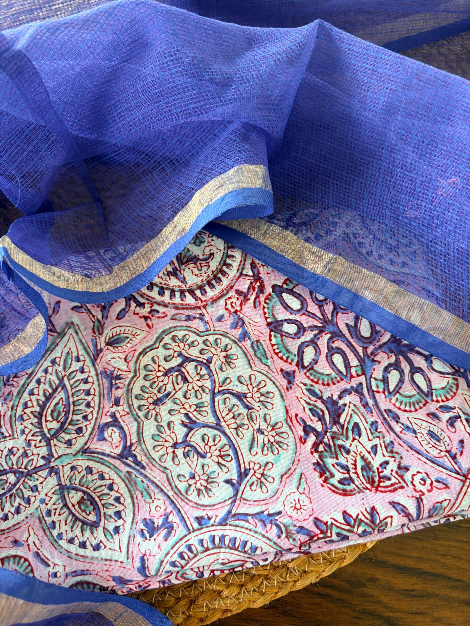 IMG_5139 HANDBLOCK PRINTED TOP AND KOTA DUPATTA - Image 1