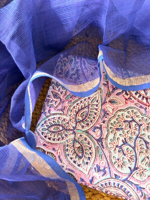 HANDBLOCK PRINTED TOP AND KOTA DUPATTA - Image 3