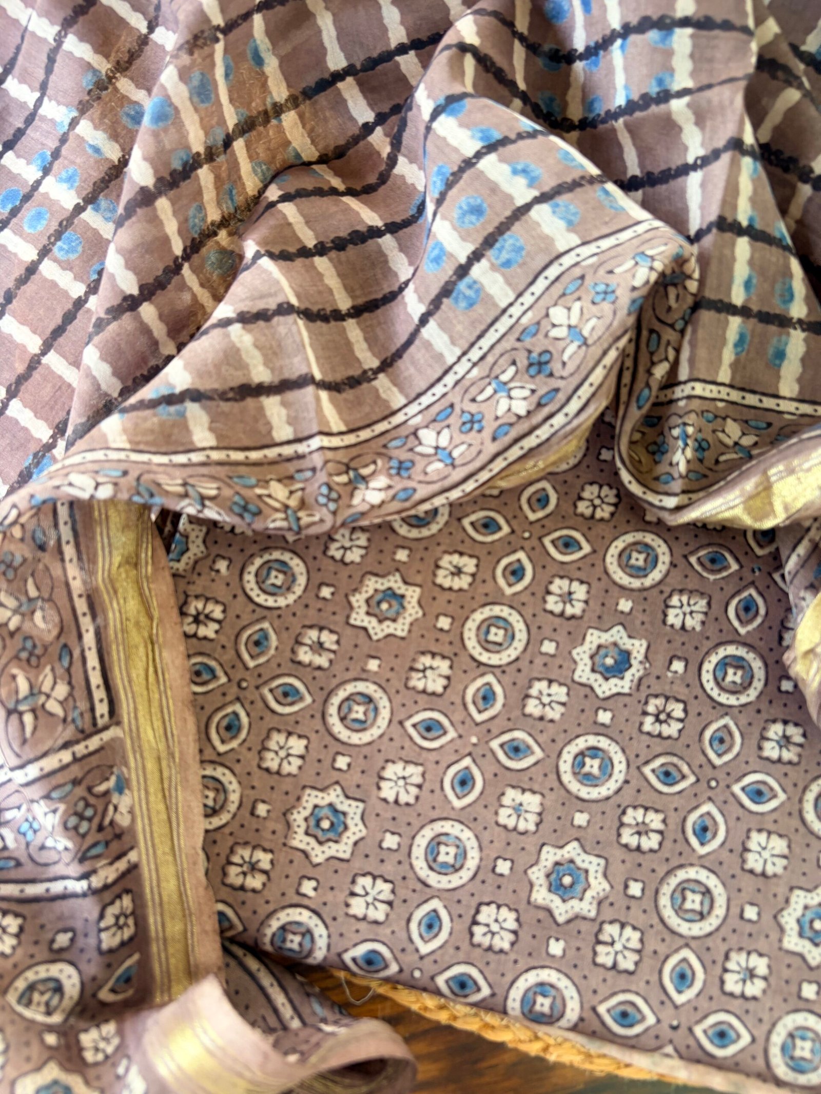 IMG_5244 AJRAK MUL CHANDERI SILK TOP AND DUPATTA - Image 1