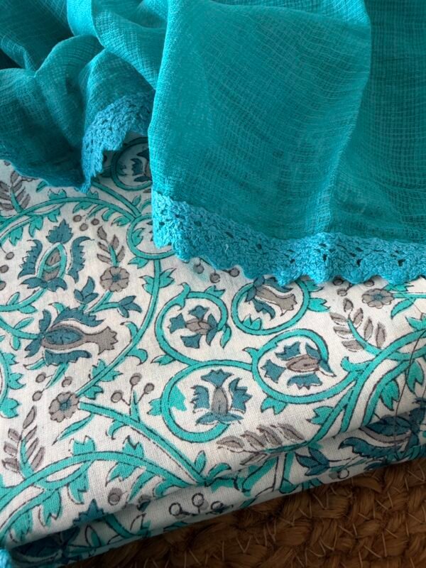 HANDBLOCK PRINTED TOP AND KOTA COTTON DUPATTA - Image 6