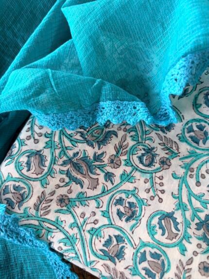 HANDBLOCK PRINTED TOP AND KOTA COTTON DUPATTA