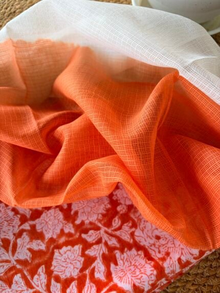 HANDBLOCK PRINTED TOP AND DUAL SHADE KOTA DUPATTA
