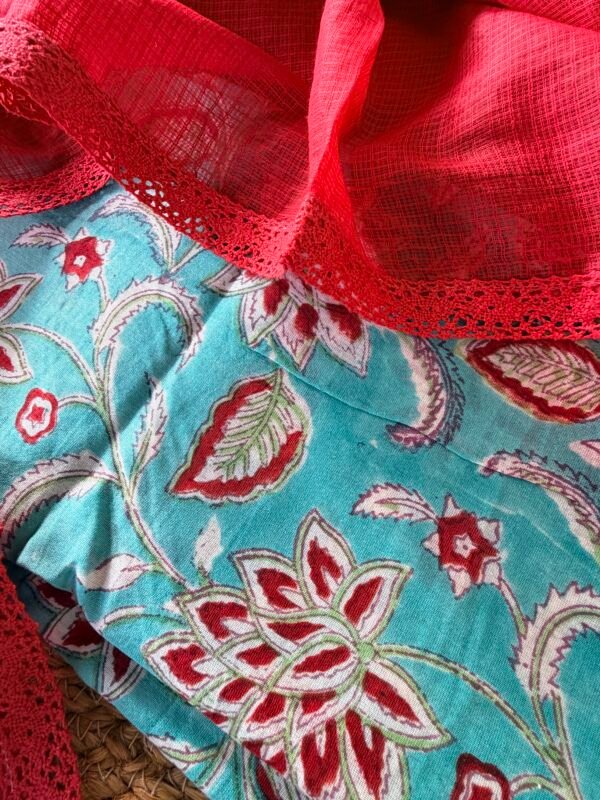 CHANDERI PRINTED TOP AND KOTA COTTON DUPATTA - Image 4