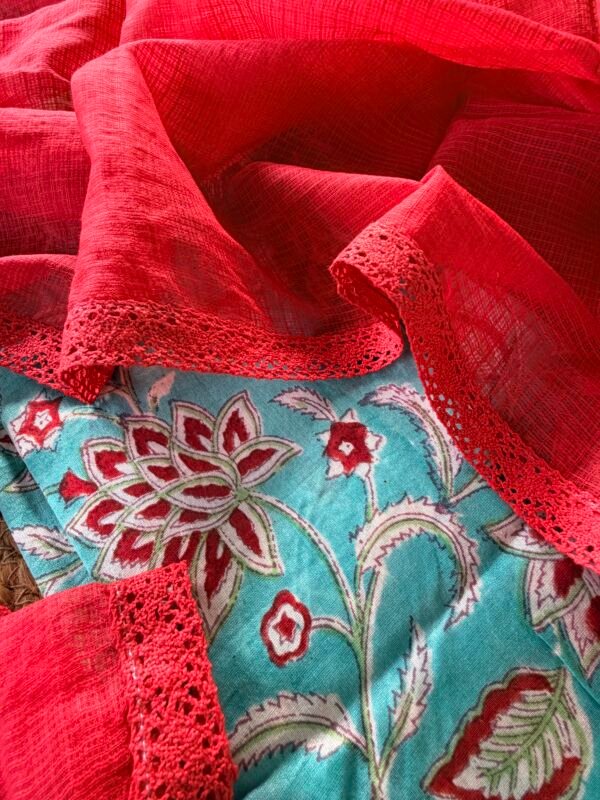 CHANDERI PRINTED TOP AND KOTA COTTON DUPATTA - Image 2
