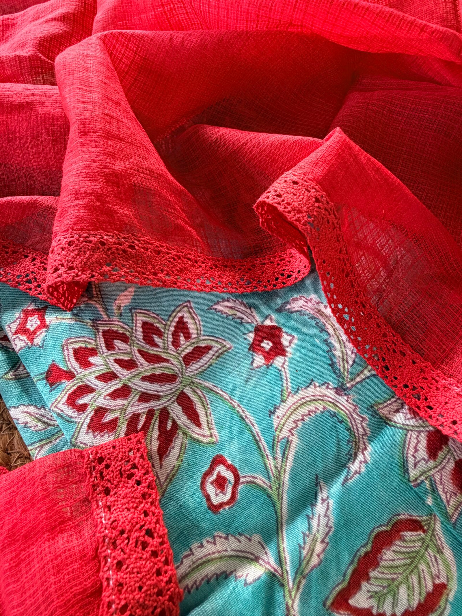 IMG_5603 CHANDERI PRINTED TOP AND KOTA COTTON DUPATTA - Image 1