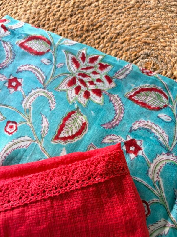 CHANDERI PRINTED TOP AND KOTA COTTON DUPATTA - Image 5
