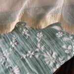 EMBROIDERED MUL CHANDERI TOP AND SILVER TISSUE DUPATTA