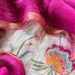 MUL CHANDERI PRINTED TOP AND LINEN DUPATTA
