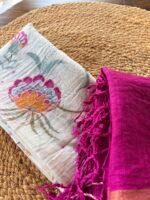 MUL CHANDERI PRINTED TOP AND LINEN DUPATTA - Image 5