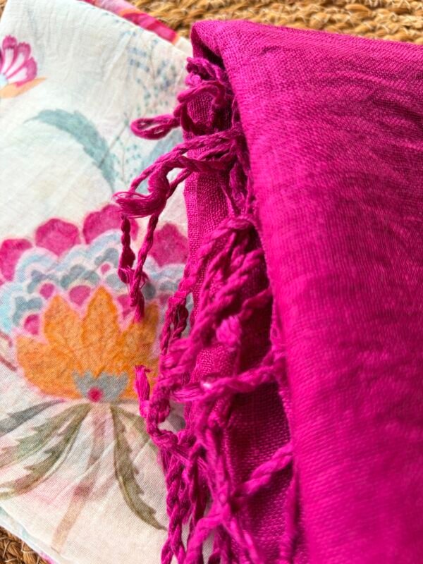 MUL CHANDERI PRINTED TOP AND LINEN DUPATTA - Image 2