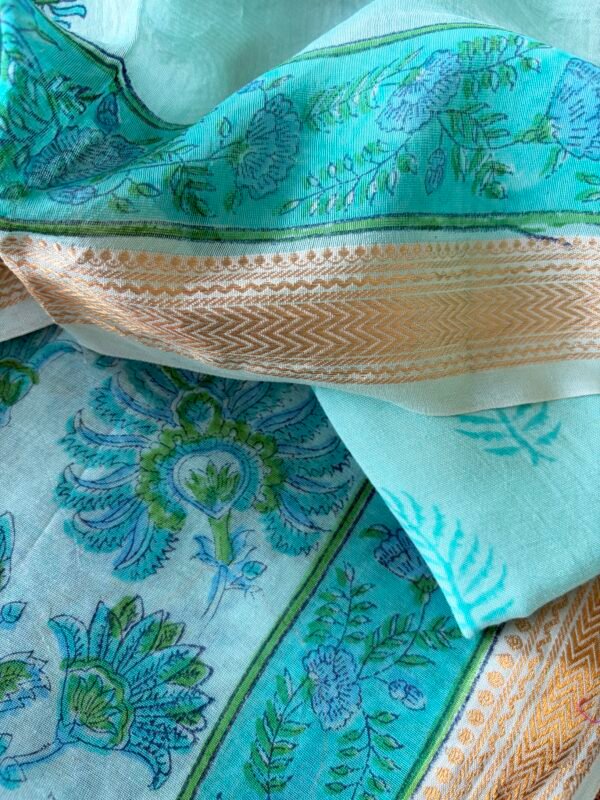 HANDBLOCK PRINTED CHANDERI FULL SET - Image 3