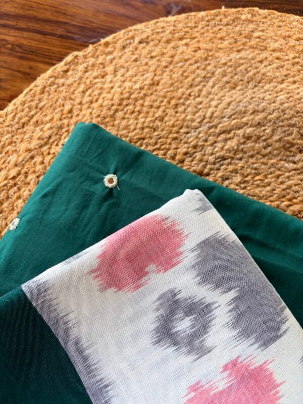 COTTON TOP WITH MIRROR WORK AND IKAT DUPATTA - Image 4