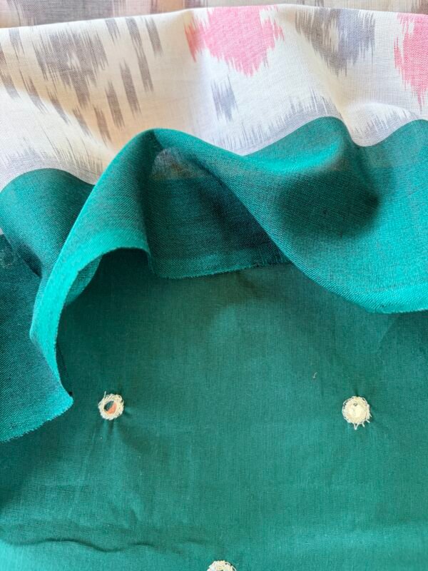 COTTON TOP WITH MIRROR WORK AND IKAT DUPATTA - Image 3
