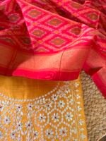 CHANDERI SILK PITTA WORK TOP AND IKAT SILK DUPATTA