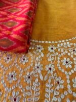 CHANDERI SILK PITTA WORK TOP AND IKAT SILK DUPATTA - Image 3