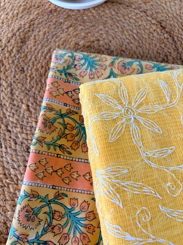 HANDBLOCK PRINTED COTTON TOP AND TEPCHI KOTA DUPATTA - Image 2