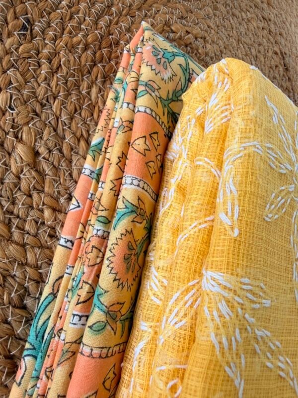 HANDBLOCK PRINTED COTTON TOP AND TEPCHI KOTA DUPATTA - Image 4
