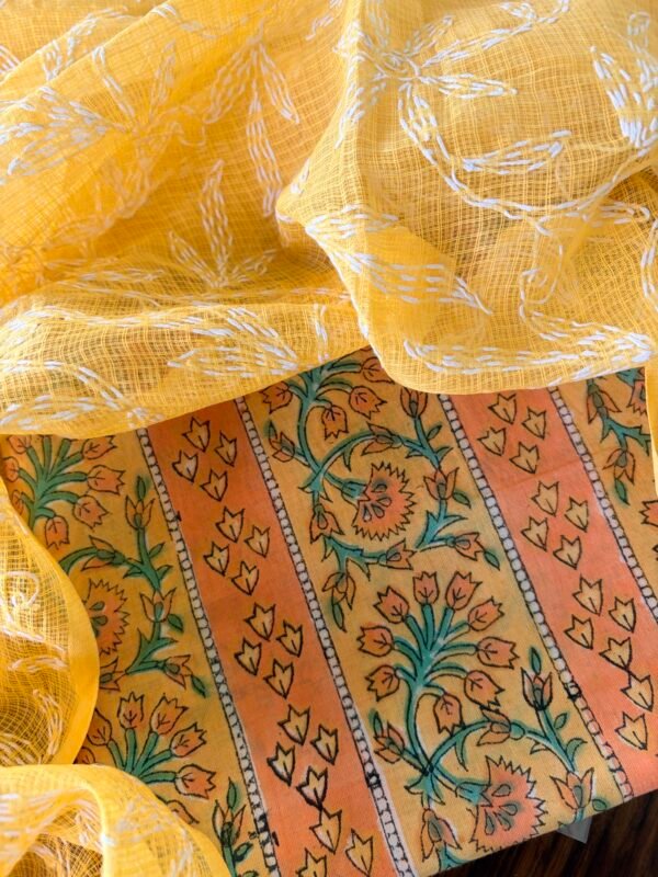 HANDBLOCK PRINTED COTTON TOP AND TEPCHI KOTA DUPATTA - Image 3