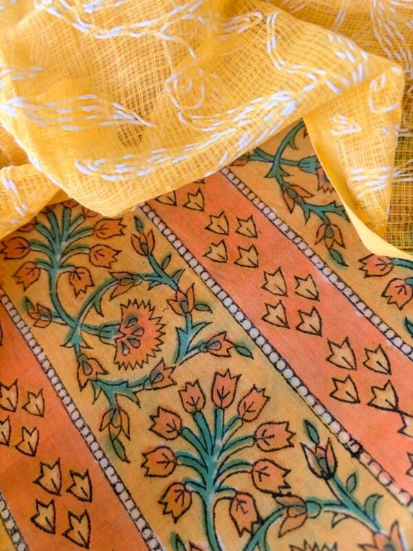 HANDBLOCK PRINTED COTTON TOP AND TEPCHI KOTA DUPATTA - Image 5