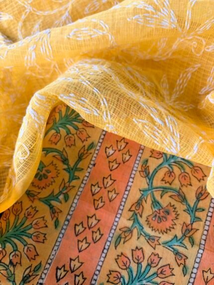 HANDBLOCK PRINTED COTTON TOP AND TEPCHI KOTA DUPATTA