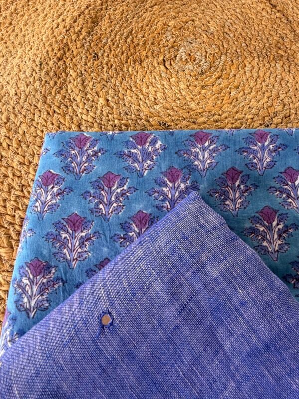 HANDBLOCK PRINTED COTTON TOP AND LINEN DUPATTA - Image 2