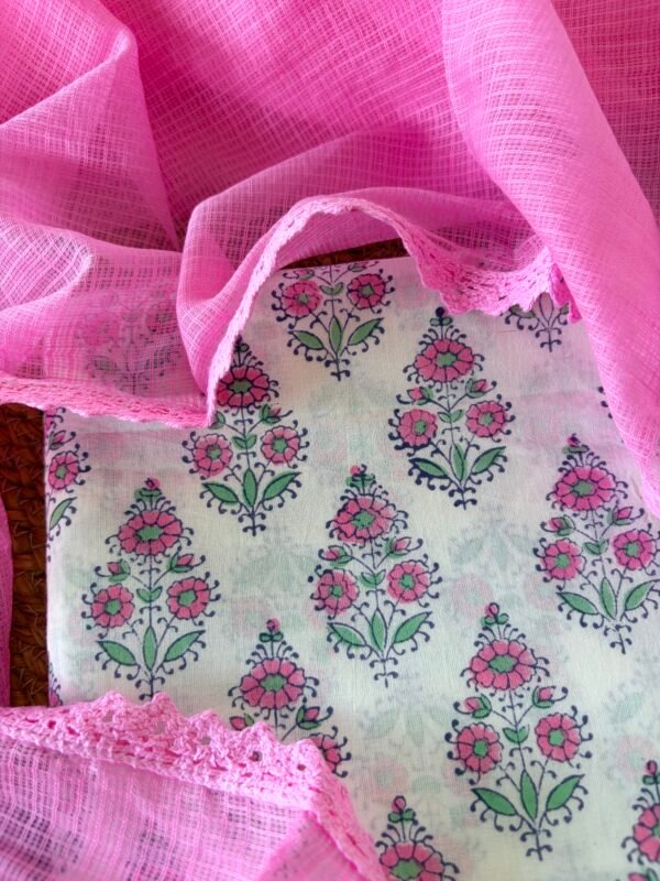 HANDBLOCK PRINTED TOP AND KOTA COTTON DUPATTA - Image 3