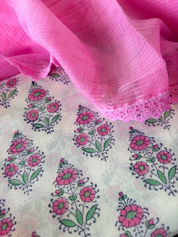 HANDBLOCK PRINTED TOP AND KOTA COTTON DUPATTA - Image 7