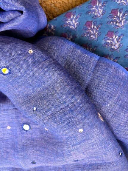 HANDBLOCK PRINTED COTTON TOP AND LINEN DUPATTA