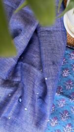 HANDBLOCK PRINTED COTTON TOP AND LINEN DUPATTA - Image 5