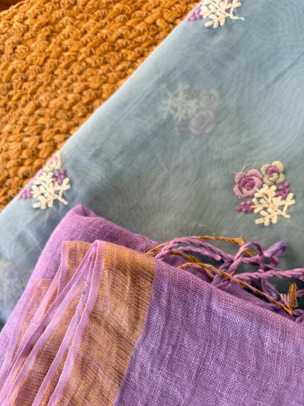 MUL CHANDERI TOP AND LINEN DUPATTA - Image 2