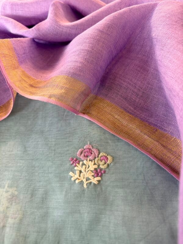 MUL CHANDERI TOP AND LINEN DUPATTA - Image 4