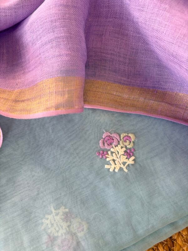 MUL CHANDERI TOP AND LINEN DUPATTA - Image 3