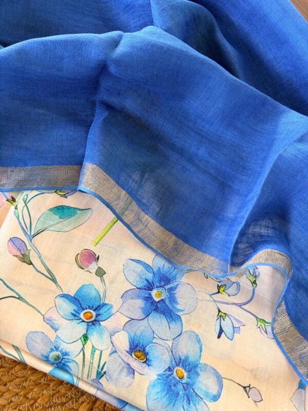 PRINTED SILK COTTON TOP AND LINEN DUPATTA - Image 6