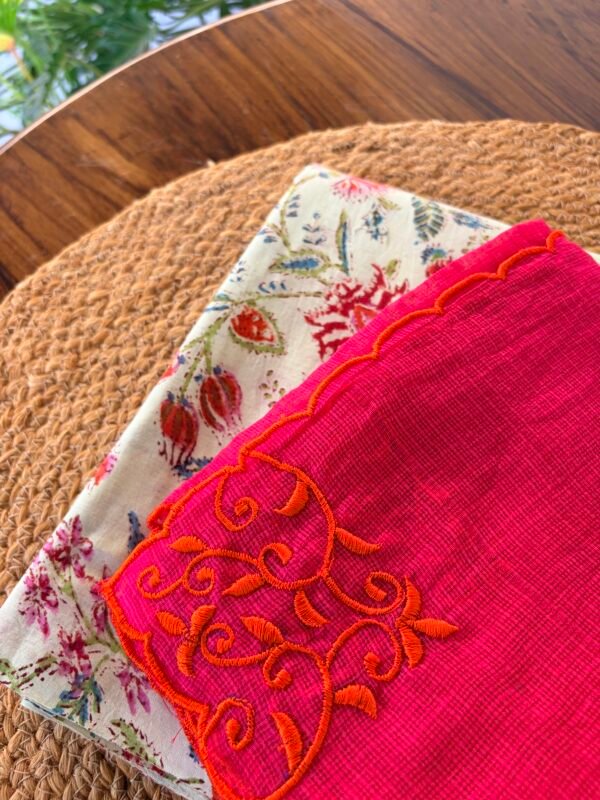HANDBLOCK PRINTED COTTON TOP AND KOTA EMBROIDERED DUPATTA - Image 2