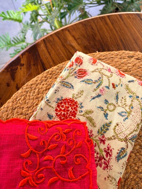 HANDBLOCK PRINTED COTTON TOP AND KOTA EMBROIDERED DUPATTA - Image 4