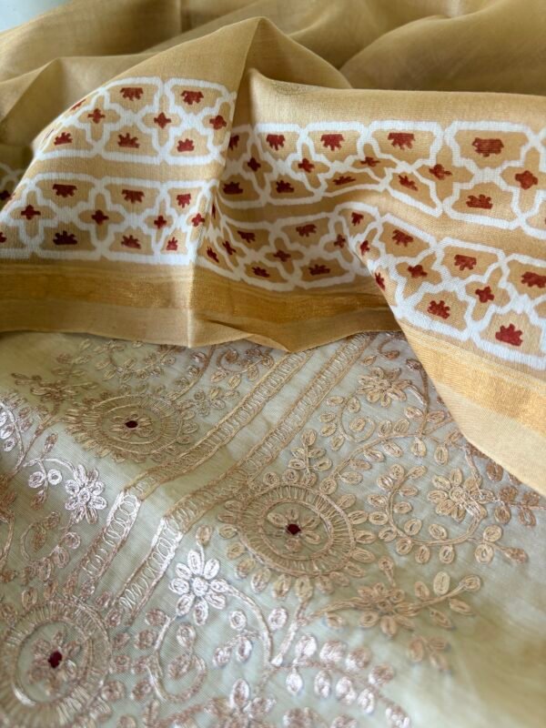 CHANDERI SILK PITTA WORK TOP AND CHANDERI SILK DUPATTA - Image 6