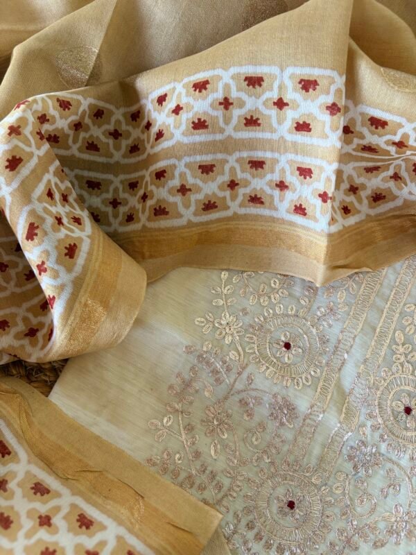 CHANDERI SILK PITTA WORK TOP AND CHANDERI SILK DUPATTA - Image 2