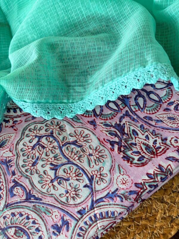 HANDBLOCK PRINTED TOP AND KOTA COTTON DUPATTA - Image 3