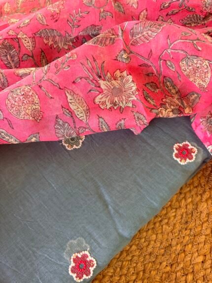 MUL CHANDERI TOP AND CHANDERI PRINTED DUPATTA