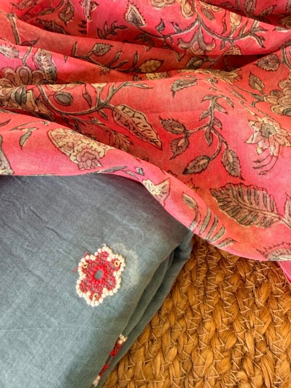 MUL CHANDERI TOP AND CHANDERI PRINTED DUPATTA - Image 3