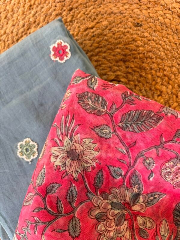 MUL CHANDERI TOP AND CHANDERI PRINTED DUPATTA - Image 2