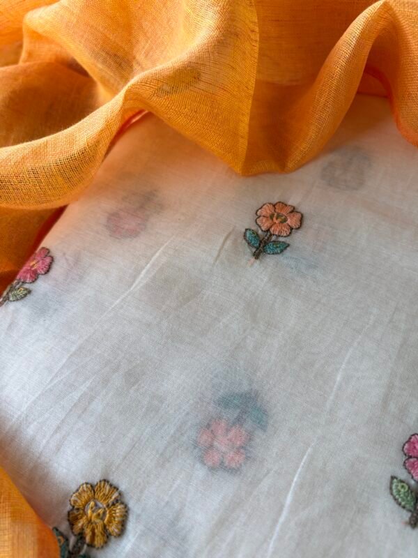 MUL CHANDERI TOP AND LINEN DUPATTA - Image 3
