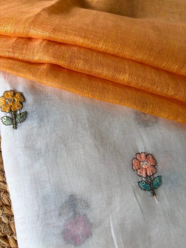 MUL CHANDERI TOP AND LINEN DUPATTA - Image 4