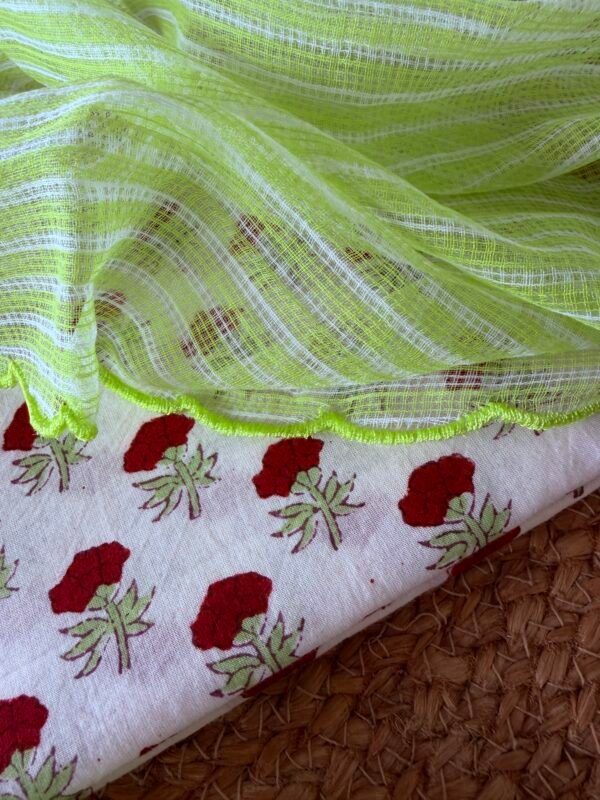 HANDBLOCK PRINTED TOP AND KOTA COTTON DUPATTA - Image 5